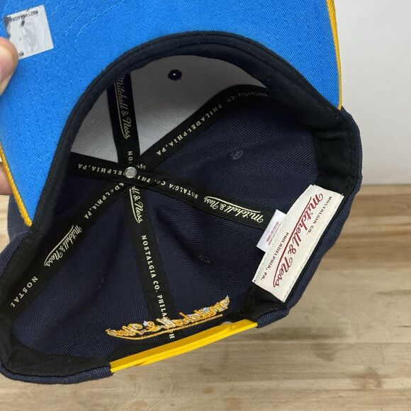 Golden State Warriors Mitchell & Ness NBA Snapback Hat Cap 3D Logo Navy Yellow - Picture 7 of 11